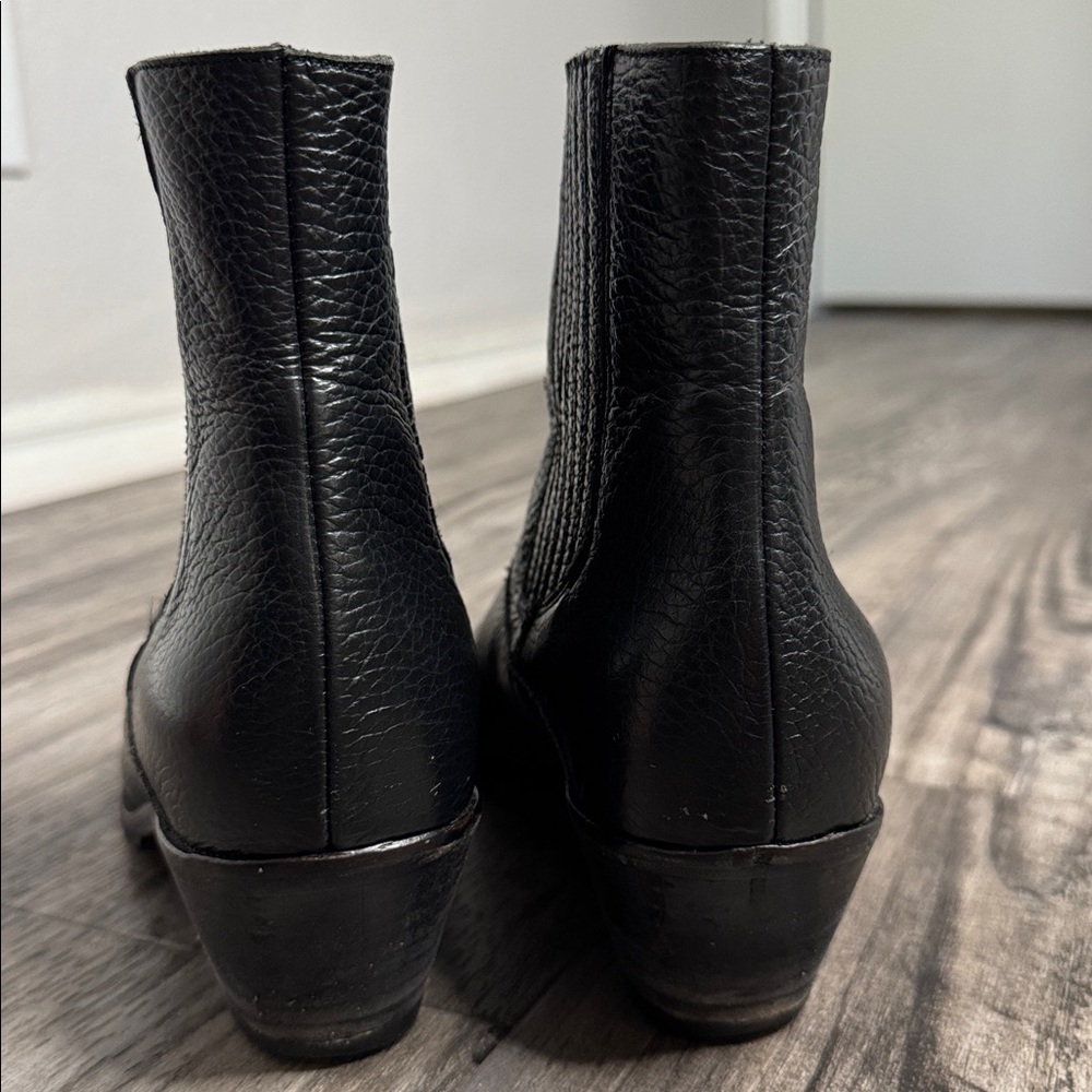 Zadig & Voltaire Tyler Grained Vintage Western Ankle Boot Black Calf Leather 8.5 - Picture 6 of 8
